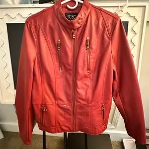 Tcec faux top leather jacket